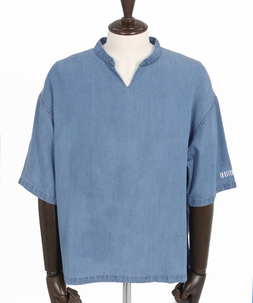 felkod(フィルコッド)の「mhs2315- Chambray V Neck Half Sleeve Shirts 5分袖シャツ(シャツ/ブラウス・メンズ・インディゴブルー/ライトブルー・L/M/S)」の7枚目の写真