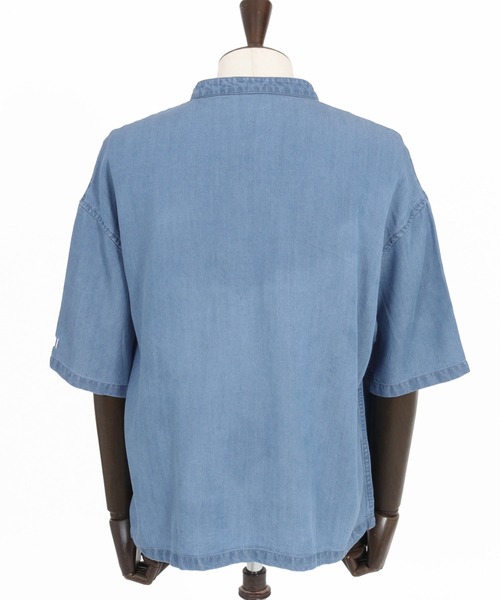 felkod(フィルコッド)の「mhs2315- Chambray V Neck Half Sleeve Shirts 5分袖シャツ(シャツ/ブラウス・メンズ・インディゴブルー/ライトブルー・L/M/S)」の8枚目の写真