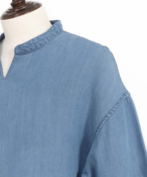 felkod(フィルコッド)の「mhs2315- Chambray V Neck Half Sleeve Shirts 5分袖シャツ(シャツ/ブラウス・メンズ・インディゴブルー/ライトブルー・L/M/S)」の10枚目の写真
