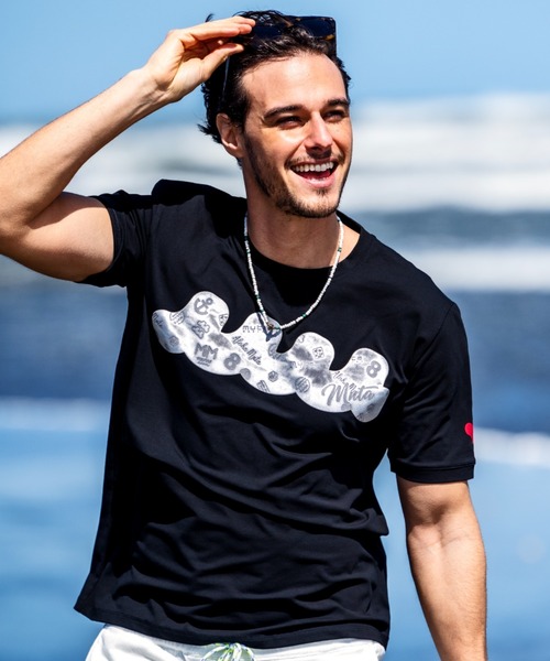 muta marine（ムータ・マリン）の「muta MARINE/ムータ マリン/別注フロッキーWAVE TEE（Tシャツ/カットソー・メンズ・ホワイト/ブラック・6/8/5/7）」の2枚目の写真