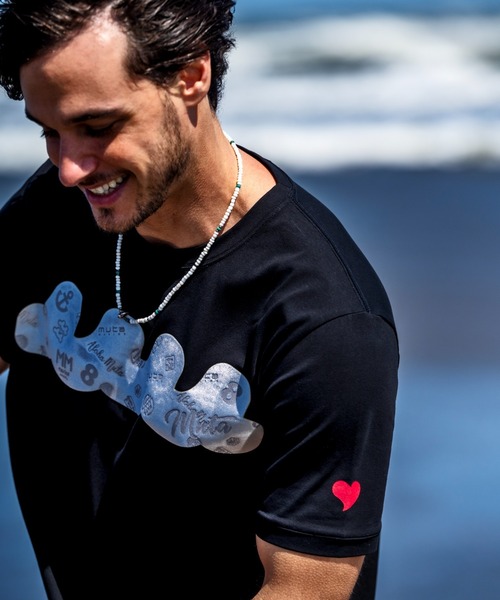 muta marine（ムータ・マリン）の「muta MARINE/ムータ マリン/別注フロッキーWAVE TEE（Tシャツ/カットソー・メンズ・ホワイト/ブラック・6/8/5/7）」の5枚目の写真