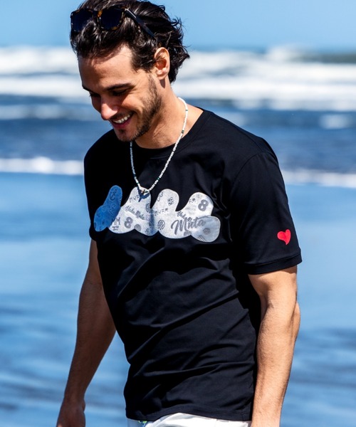muta marine（ムータ・マリン）の「muta MARINE/ムータ マリン/別注フロッキーWAVE TEE（Tシャツ/カットソー・メンズ・ホワイト/ブラック・6/8/5/7）」の4枚目の写真