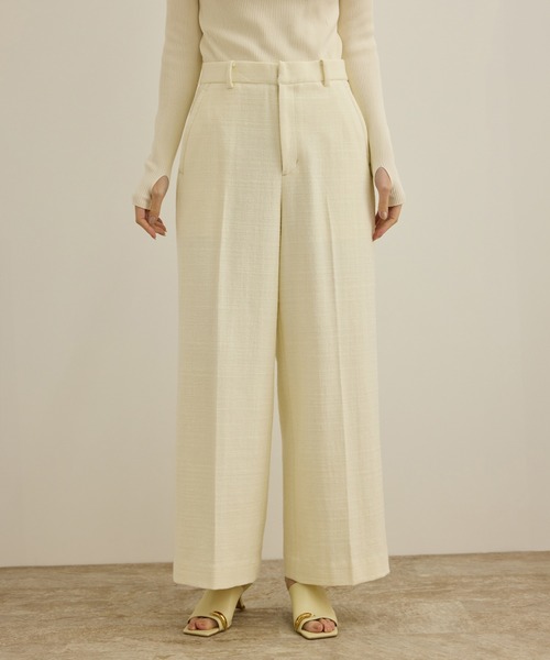 ROPE'（ロペ）の「MANTECO(マンテコ) コットンライトツイードパンツ/イージーケア（その他パンツ・レディース・オフホワイト・36/38）」の2枚目の写真