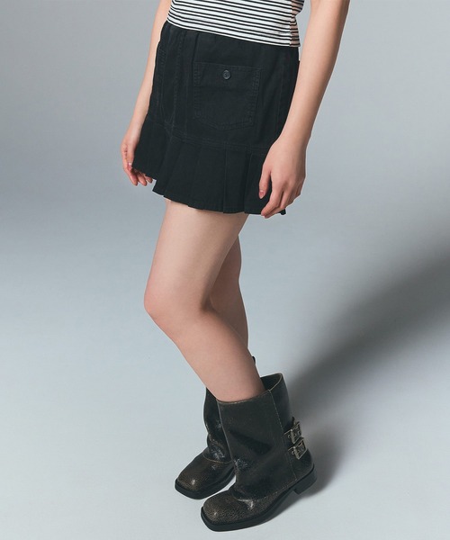 スカート X-girl WAIST RIB PLEATED MINI SKIRT WAIST RIB PLEATED MINI SKIRT（スカート）｜X-girl（エックス