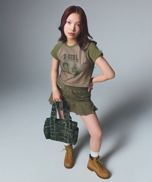 X-girl(エックスガール)の「WAIST RIB PLEATED MINI SKIRT(スカート・レディース・ブラック/カモフラージュ/ベージュ・S/M)」の18枚目の写真