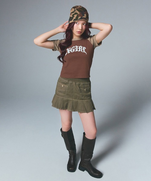 X-girl(エックスガール)の「WAIST RIB PLEATED MINI SKIRT(スカート・レディース・ブラック/カモフラージュ/ベージュ・S/M)」の19枚目の写真