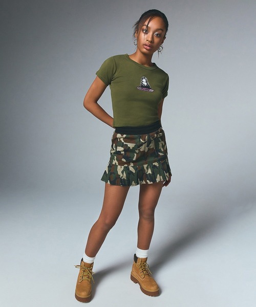 X-girl(エックスガール)の「WAIST RIB PLEATED MINI SKIRT(スカート・レディース・ブラック/カモフラージュ/ベージュ・S/M)」の20枚目の写真