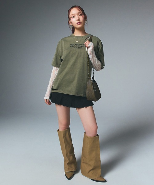 X-girl(エックスガール)の「WAIST RIB PLEATED MINI SKIRT(スカート・レディース・ブラック/カモフラージュ/ベージュ・S/M)」の22枚目の写真