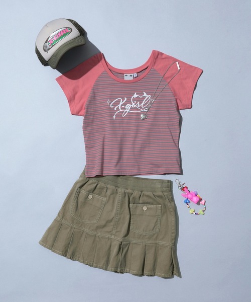 X-girl(エックスガール)の「WAIST RIB PLEATED MINI SKIRT(スカート・レディース・ブラック/カモフラージュ/ベージュ・S/M)」の16枚目の写真