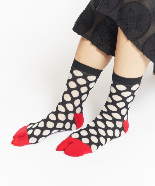 gomme（ゴム）の「ドット足袋ソックス（ソックス/靴下・レディース・グレー/ブラック/ホワイト/レッド・FREE）」の4枚目の写真