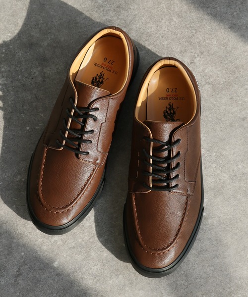 U.S. POLO ASSN.(ユーエスポロアッスン)の「【U.S. POLO ASSN./ユーエスポロアッスン】合皮 ワンポイント レースアップスニーカー(ローファー・メンズ・ブラウン/ブラック・25.0cm/25.5cm/26.0cm/26.5cm/27.0cm)」の1枚目の写真