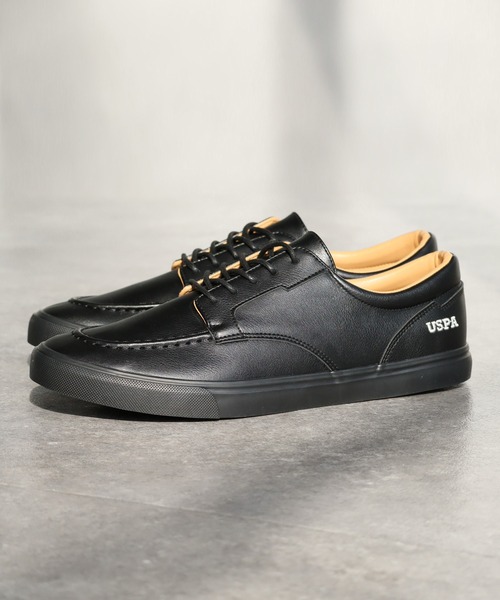 U.S. POLO ASSN.(ユーエスポロアッスン)の「【U.S. POLO ASSN./ユーエスポロアッスン】合皮 ワンポイント レースアップスニーカー(ローファー・メンズ・ブラウン/ブラック・25.0cm/25.5cm/26.0cm/26.5cm/27.0cm)」の2枚目の写真