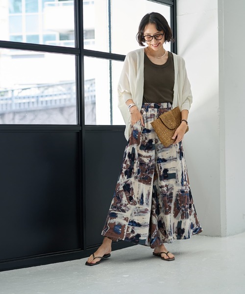 STYLE DELI（スタイルデリ）の「アート柄フレアワイドパンツ（その他パンツ・レディース・ブルー/カーキ・MEDIUM/SMALL）」の15枚目の写真