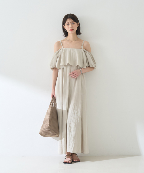 EMMA ROUGE VIF(エマルージュヴィフ)の「【一部店舗限定】【2点セット】ビスチェ×キャミワンピ SETUP(ワンピース・レディース・ベージュ/チャコールグレー・フリー)」の5枚目の写真