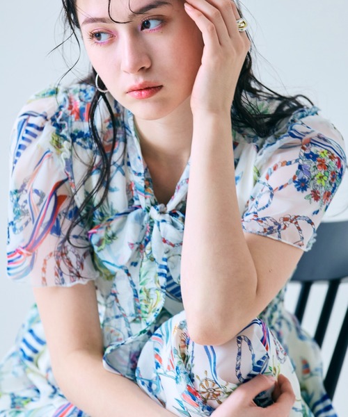 Audie a Muses(オーディアミューズ)の「マリンPTリボンタイワンピース(ワンピース・レディース・ネイビー/オフホワイト・42/40/38)」の5枚目の写真