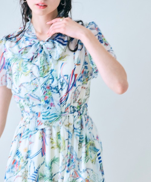 Audie a Muses(オーディアミューズ)の「マリンPTリボンタイワンピース(ワンピース・レディース・ネイビー/オフホワイト・42/40/38)」の9枚目の写真