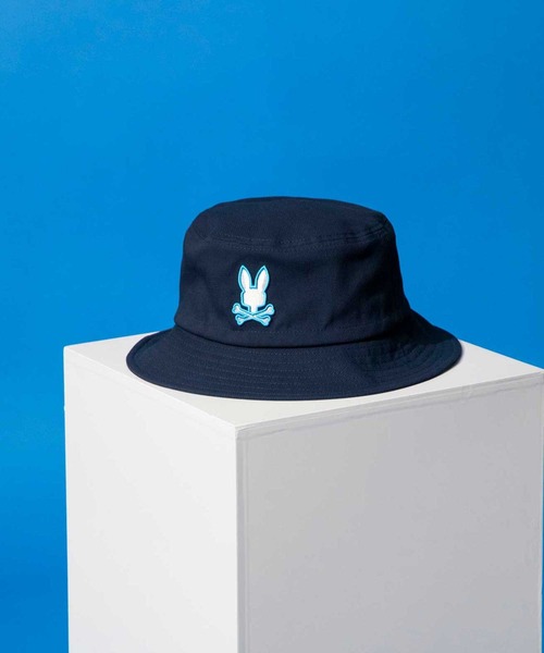 [未使用] サイコバニー バケットハット 帽子 ボタニカル 花柄 ネイビー LIBERTY] ボタニカルプリント リバーシブル バケットハット