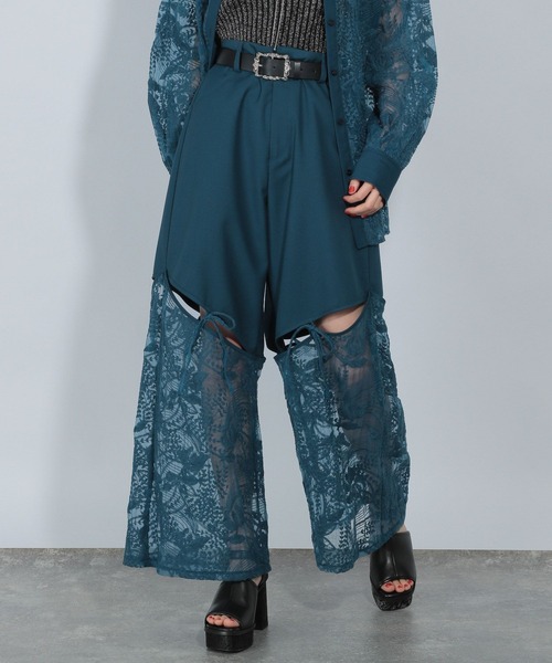 HARE(ハレ)の「レースカットアウトパンツ(HARE)(その他パンツ・レディース・ブルー/ブラック・FREE)」の4枚目の写真