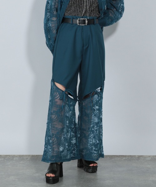 HARE(ハレ)の「レースカットアウトパンツ(HARE)(その他パンツ・レディース・ブルー/ブラック・FREE)」の3枚目の写真