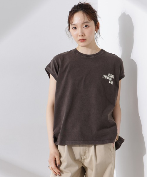 upperhights(アッパーハイツ)の「upper hights/BIG NO SLEEVE TEE(Tシャツ/カットソー・レディース・オフホワイト/ブラウン/スミクロ・1)」の3枚目の写真