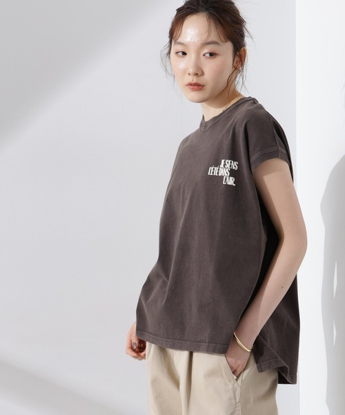upperhights(アッパーハイツ)の「upper hights/BIG NO SLEEVE TEE(Tシャツ/カットソー・レディース・オフホワイト/ブラウン/スミクロ・1)」の5枚目の写真