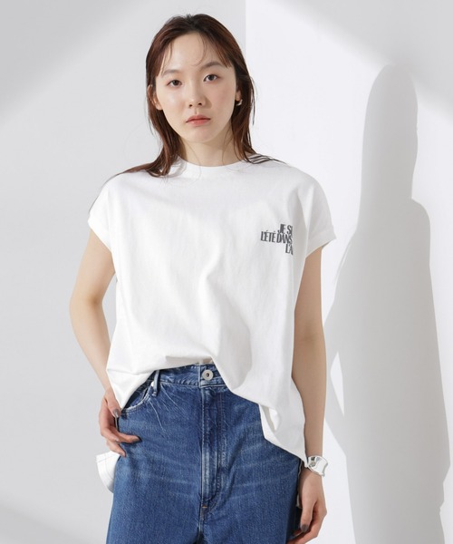 upperhights(アッパーハイツ)の「upper hights/BIG NO SLEEVE TEE(Tシャツ/カットソー・レディース・オフホワイト/ブラウン/スミクロ・1)」の12枚目の写真