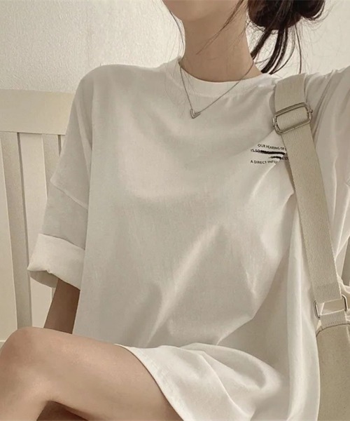 LETee（レティー）の「オーバーサイズ　バックプリントティーシャツ（Tシャツ/カットソー・レディース・ダークブルー/ネイビー/ホワイト/ブラック・FREE）」の9枚目の写真