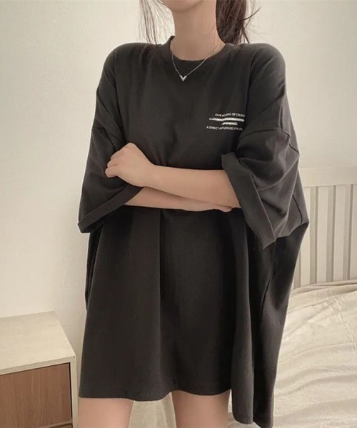LETee（レティー）の「オーバーサイズ　バックプリントティーシャツ（Tシャツ/カットソー・レディース・ダークブルー/ネイビー/ホワイト/ブラック・FREE）」の14枚目の写真