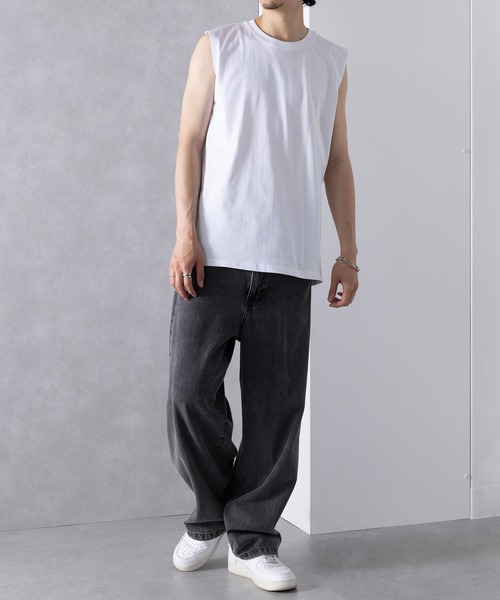 UNIVERSAL OVERALL(ユニバーサルオーバーオール)の「【UNIVERSAL OVERALL】UO 2PパックワイドヘビーウェイトノースリーブTEE UVOP-003B(Tシャツ/カットソー・レディース・ホワイト/グレー/ブラック・S/L/M/XL)」の9枚目の写真