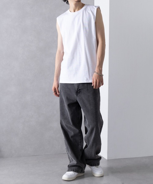 UNIVERSAL OVERALL(ユニバーサルオーバーオール)の「【UNIVERSAL OVERALL】UO 2PパックワイドヘビーウェイトノースリーブTEE UVOP-003B(Tシャツ/カットソー・レディース・ホワイト/グレー/ブラック・S/L/M/XL)」の10枚目の写真