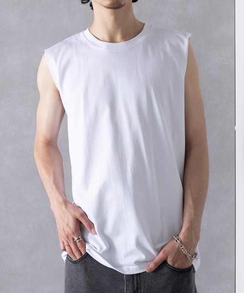 UNIVERSAL OVERALL(ユニバーサルオーバーオール)の「【UNIVERSAL OVERALL】UO 2PパックワイドヘビーウェイトノースリーブTEE UVOP-003B(Tシャツ/カットソー・レディース・ホワイト/グレー/ブラック・S/L/M/XL)」の5枚目の写真