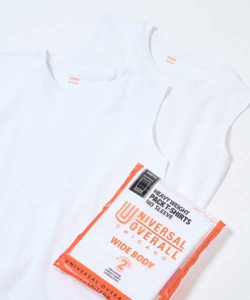 UNIVERSAL OVERALL(ユニバーサルオーバーオール)の「【UNIVERSAL OVERALL】UO 2PパックワイドヘビーウェイトノースリーブTEE UVOP-003B(Tシャツ/カットソー・レディース・ホワイト/グレー/ブラック・S/L/M/XL)」の4枚目の写真