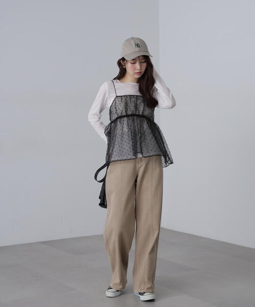 FREE'S MART(フリーズマート)の「◆ドットチュールビスチェ(シャツ/ブラウス・レディース・ブラック/ベージュ・FREE)」の8枚目の写真