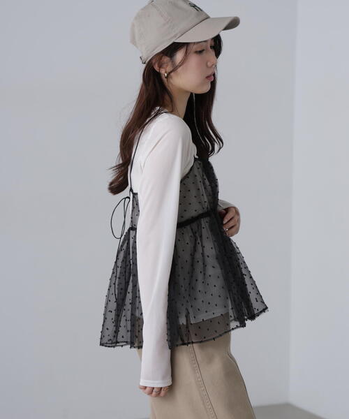 FREE'S MART(フリーズマート)の「◆ドットチュールビスチェ(シャツ/ブラウス・レディース・ブラック/ベージュ・FREE)」の11枚目の写真