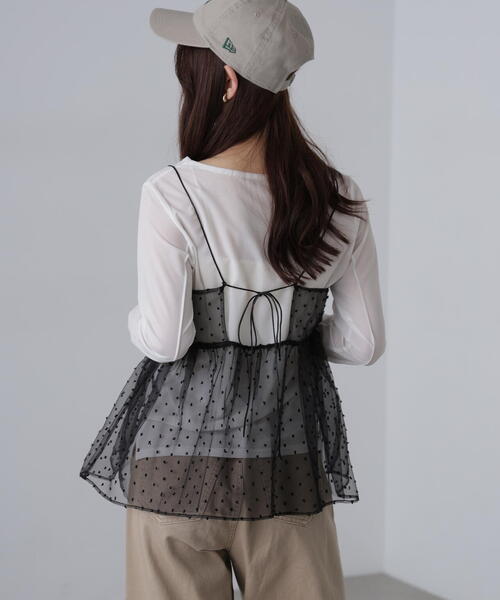 FREE'S MART(フリーズマート)の「◆ドットチュールビスチェ(シャツ/ブラウス・レディース・ブラック/ベージュ・FREE)」の12枚目の写真