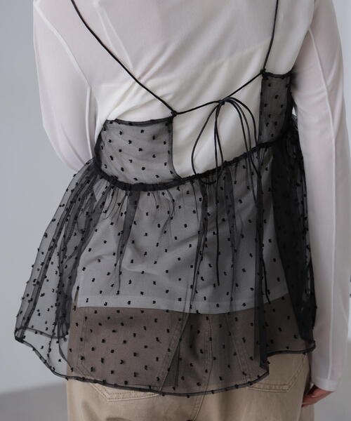FREE'S MART(フリーズマート)の「◆ドットチュールビスチェ(シャツ/ブラウス・レディース・ブラック/ベージュ・FREE)」の15枚目の写真
