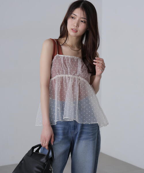 FREE'S MART(フリーズマート)の「◆ドットチュールビスチェ(シャツ/ブラウス・レディース・ブラック/ベージュ・FREE)」の19枚目の写真