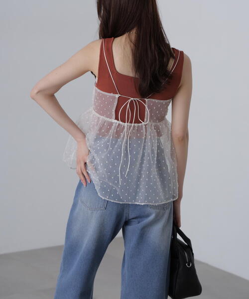 FREE'S MART(フリーズマート)の「◆ドットチュールビスチェ(シャツ/ブラウス・レディース・ブラック/ベージュ・FREE)」の20枚目の写真