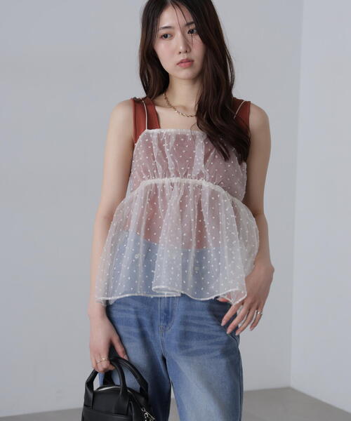 FREE'S MART(フリーズマート)の「◆ドットチュールビスチェ(シャツ/ブラウス・レディース・ブラック/ベージュ・FREE)」の22枚目の写真