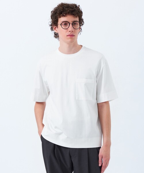 MACKINTOSH PHILOSOPHY(マッキントッシュ フィロソフィー)の「ベアスムース 五分袖ポケットTシャツ(Tシャツ/カットソー・メンズ・ホワイト/ブルー系その他3/ダークネイビー/ピンク・38/40)」の1枚目の写真