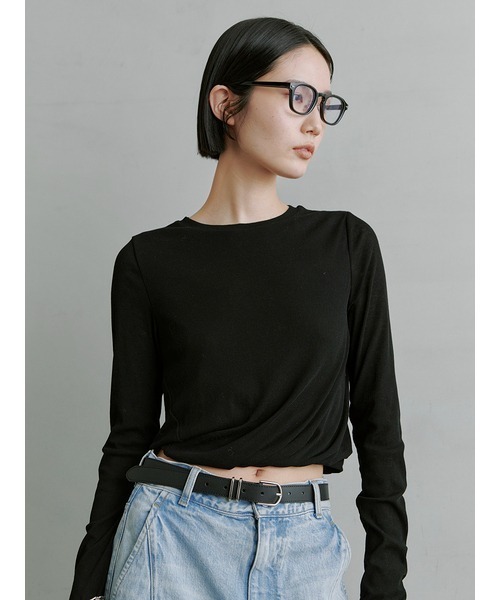 【新品未使用】【匿名配送】ミースロエ　ツイスト長袖トップス　ブラック セール】ﾂｲｽﾄ長袖TOPS（Tシャツ/カットソー）｜MIESROHE