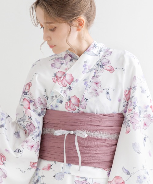 Dita(ディータ)の「フリルリボンかざり紐【W】(和装小物・レディース・ピンク/ネイビー/イエロー/グレー/グレイッシュブルー/アイボリー・FREE)」の12枚目の写真