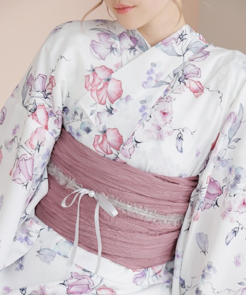 Dita(ディータ)の「フリルリボンかざり紐【W】(和装小物・レディース・ピンク/ネイビー/イエロー/グレー/グレイッシュブルー/アイボリー・FREE)」の13枚目の写真