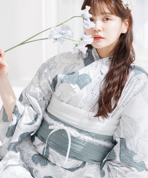 Dita(ディータ)の「フリルリボンかざり紐【W】(和装小物・レディース・ピンク/ネイビー/イエロー/グレー/グレイッシュブルー/アイボリー・FREE)」の7枚目の写真