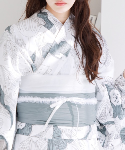 Dita(ディータ)の「フリルリボンかざり紐【W】(和装小物・レディース・ピンク/ネイビー/イエロー/グレー/グレイッシュブルー/アイボリー・FREE)」の8枚目の写真