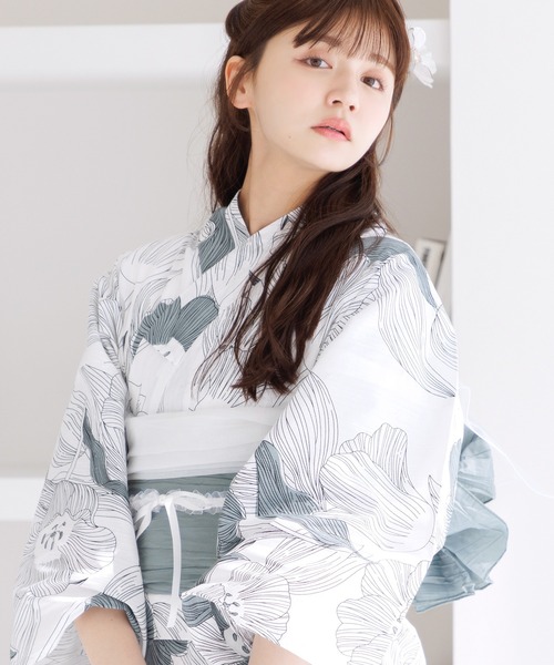 Dita(ディータ)の「フリルリボンかざり紐【W】(和装小物・レディース・ピンク/ネイビー/イエロー/グレー/グレイッシュブルー/アイボリー・FREE)」の9枚目の写真