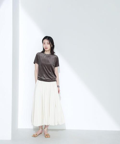 NATURAL BEAUTY BASIC（ナチュラルビューティーベーシック）の「◇ベロアTシャツ（Tシャツ/カットソー・レディース・カーキ/ブラウン/ネイビー/ベージュ・FREE）」の6枚目の写真