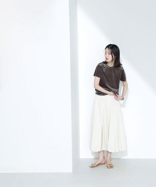 NATURAL BEAUTY BASIC（ナチュラルビューティーベーシック）の「◇ベロアTシャツ（Tシャツ/カットソー・レディース・カーキ/ブラウン/ネイビー/ベージュ・FREE）」の12枚目の写真