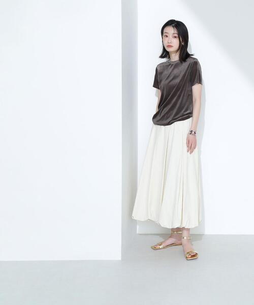 NATURAL BEAUTY BASIC（ナチュラルビューティーベーシック）の「◇ベロアTシャツ（Tシャツ/カットソー・レディース・カーキ/ブラウン/ネイビー/ベージュ・FREE）」の14枚目の写真