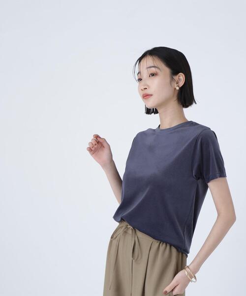 NATURAL BEAUTY BASIC（ナチュラルビューティーベーシック）の「◇ベロアTシャツ（Tシャツ/カットソー・レディース・カーキ/ブラウン/ネイビー/ベージュ・FREE）」の22枚目の写真